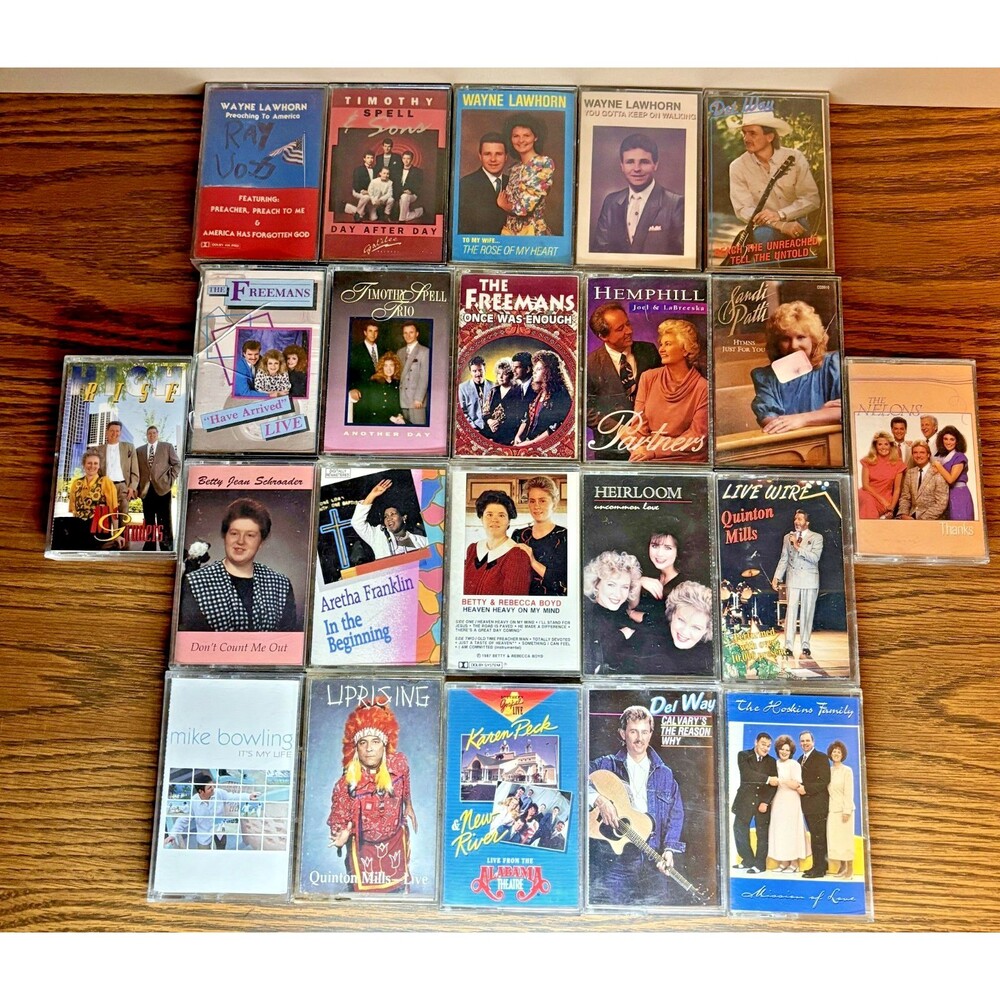 22 Cassette Tape Lot Southern Gospel Christian Aretha Franklin Sandi Patti